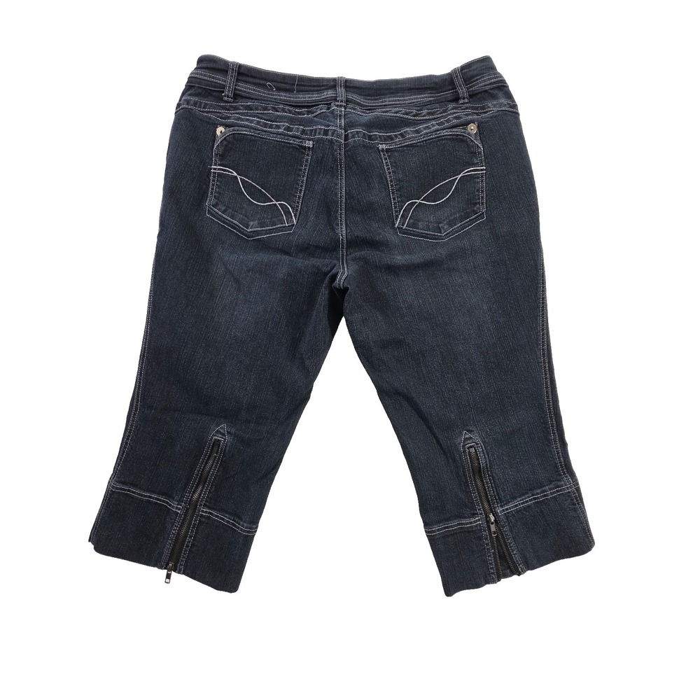 Venezia Dark Wash Capri Jeans Womens 20 Plus‎ Stretch Cropped Denim Zipper Cuff - Picture 2 of 15